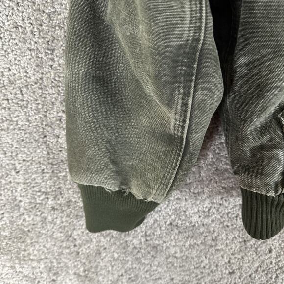 Carhartt YYJ130 MOS Jacket Youth Size 8 Faded Distressed Moss Green Quilt Lined - Picture 4 of 11